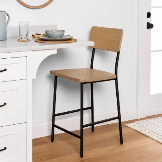 Wood & Steel Counter Stool -Natural/Black - Hearth & Hand&trade; with Magnolia image {1}