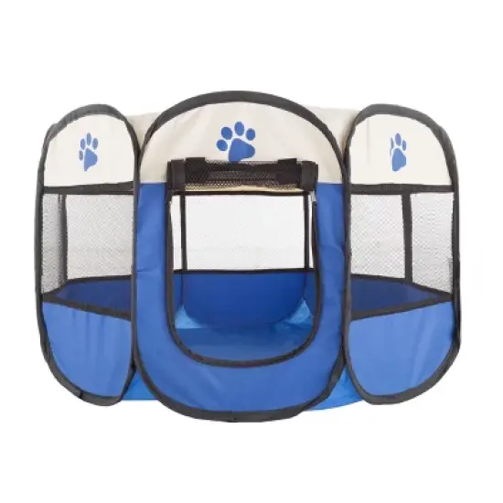 Pop-Up Pet Playpen - 26-Inch Indoor and Outdoor Dog Kennel with Carrying Bag - Portable Pet Enclosure for Dogs and Small Animals by PETMAKER (Blue) image {7}