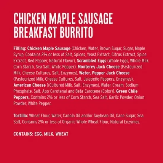 Red's Frozen Chicken Maple Sausage Egg Cheese Breakfast Burrito - 4.5oz image {11}