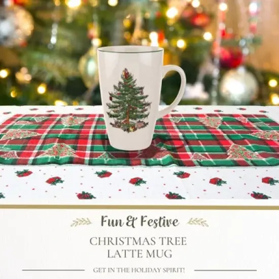 Spode Christmas Tree Latte Mug - 22 Oz Holiday Coffee Cup for Tea, Hot Cocoa, and More - Dishwasher & Microwave Safe Fine Earthenware Mug image {1}