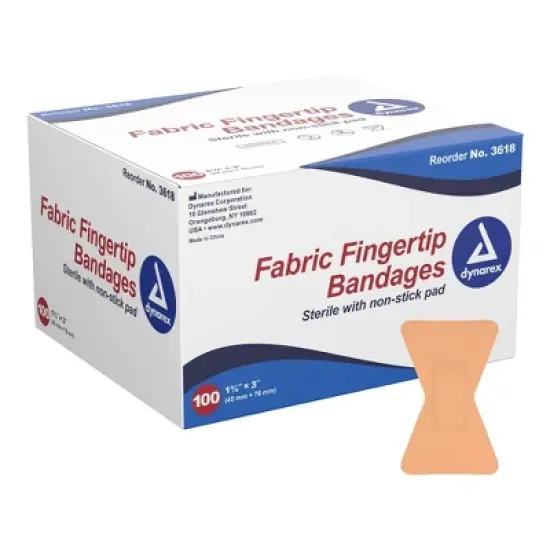 Dynarex Fingertip Bandages, Flexible Fabric, 100 Count, 1 Pack image {4}