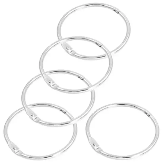 Unique Bargains Silver Tone Multipurpose Round Shape Loose Leaf Office Book Rings 2.7 Inch 5 Pcs image {3}