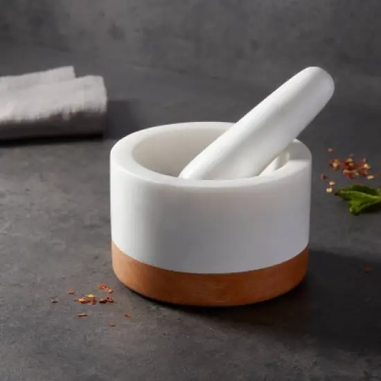 Marble/Wood Mortar and Pestle - Threshold&trade; image {1}