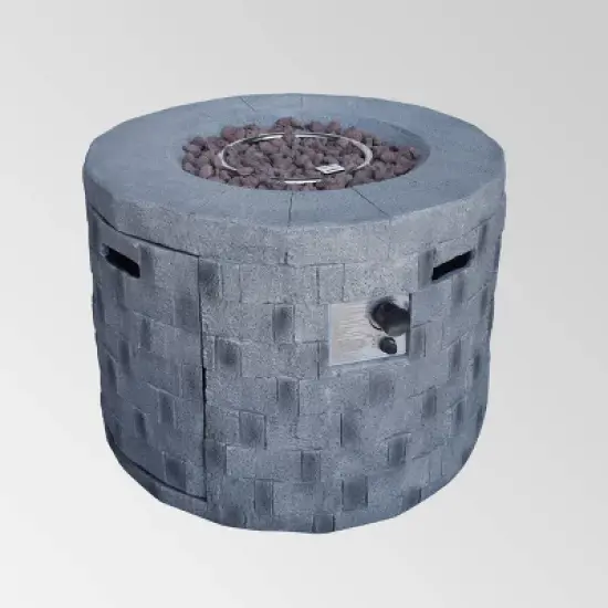 Dino Lightweight 31.75" Concrete Gas Fire Pit Gray - Christopher Knight Home image {1}