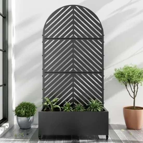 PexFix Arched Outdoor Metal Trellis with Planter Box image {4}