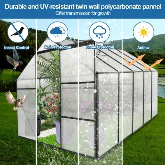 Outdoor Patio 6x6 FT Greenhouse, Heavy Duty Walk-in Greenhouses, Greenhouse with Sliding Door, Greenhouse with Aluminum Frame-Coolbibila image {2}