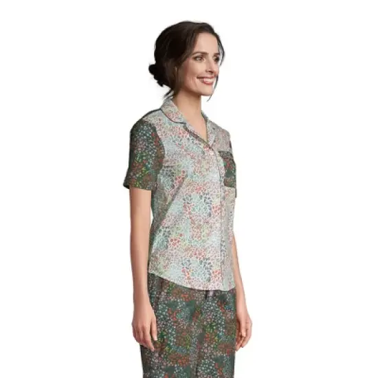 Lands' End Women's Short Sleeve Cotton Poplin Pajama Shirt image {2}