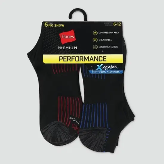 Hanes Premium Men's X-Temp Performance No Show Socks 6pk - 6-12 image {2}