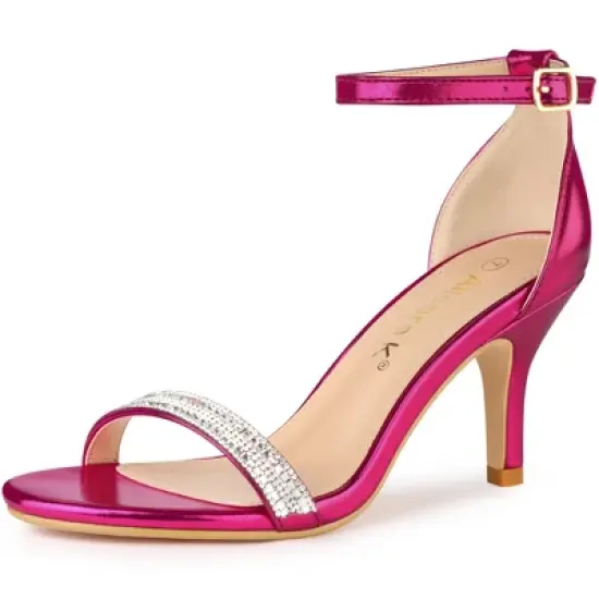Allegra K Women's Stiletto Heels Rhinestone Ankle Strap Sandals image {10}