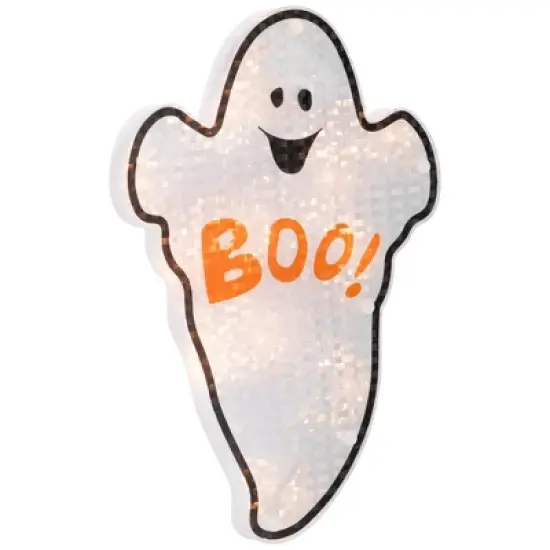 Northlight Lighted Holographic Boo Ghost Halloween Window Decoration - 12" image {4}