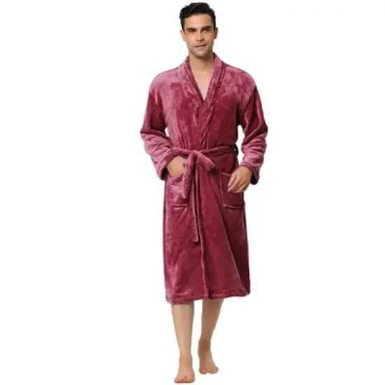 Lars Amadeus Men's Plush Shawl Collar Robe Long Sleeves Spa Bathrobe image {6}