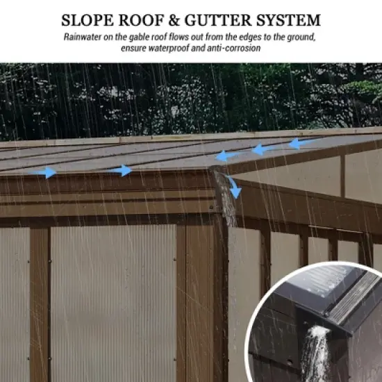 Mondawe Lean to Sunroom 12x14FT Wall Mounted Solarium with Sloping Roof, Detachable Screens, 2 Lockable Sliding Doors image {11}