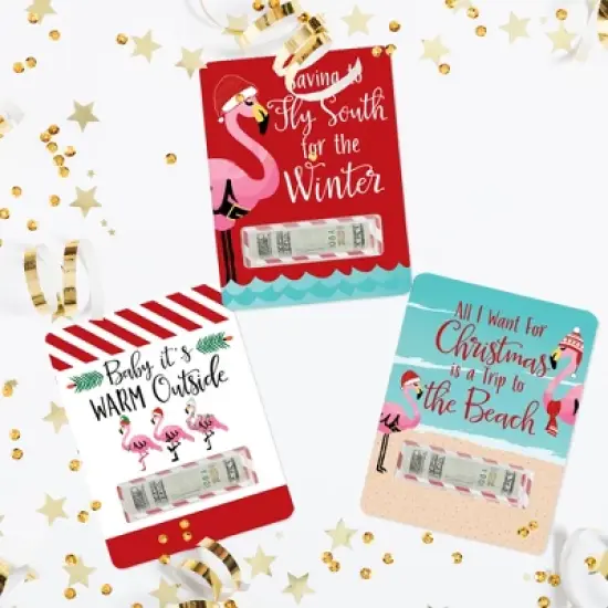Big Dot of Happiness Flamingle Bells DIY Assorted Tropical Christmas Party Cash Holder Gift Funny Money Cards Set of 6 image {7}