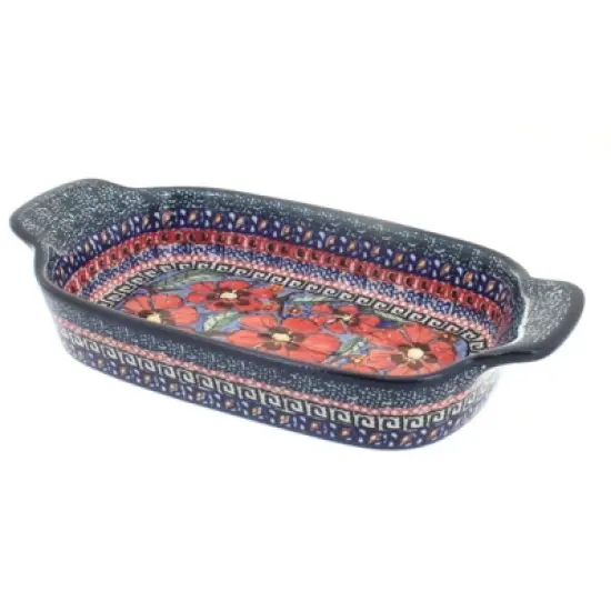 Blue Rose Polish Pottery 1281 Zaklady Rectangular Serving Dish image {7}