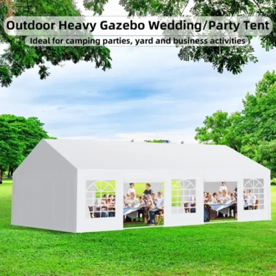 Heavy Duty Party Tent - Commercial Canopy with Removable Sidewalls & Church Windows, for Weddings, Banquets & BBQ Events image {11}