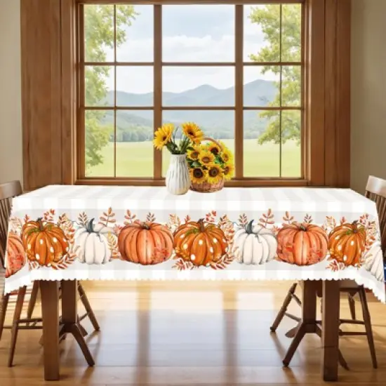 LOVEVOOK Fall Tablecloth, Pumpkin Tablecloth, Thanksgiving Table Cover for Party Dining Picnic Table Decorations image {15}