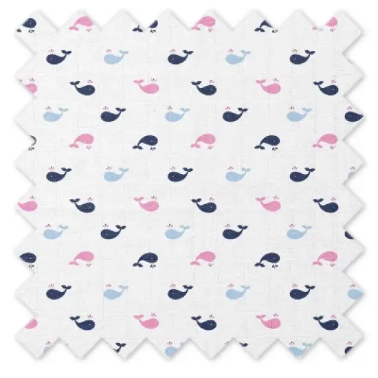 Bacati - Little Sailor Pink Blue Girls Boats/Whales Muslin 4 pc set of Bibs & Burp Cloths Set image {4}