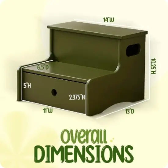 Kings Brand Furniture Wooden Toddler Step Stool for Kids with Storage for Bedroom, Bathroom, Kitchen image {1}