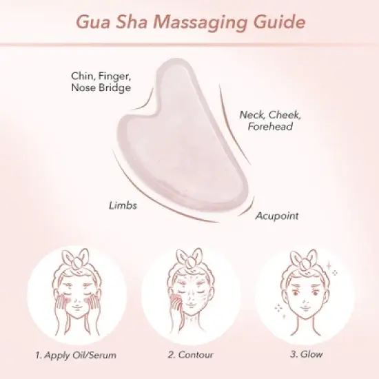 Zoe Ayla Rose Quartz Gua Sha and Roller Set, Skin Care Face Massager, 2 Pcs image {4}
