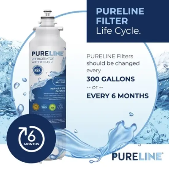 PureLine LG LT800P Refrigerator Water Filter Replacement ADQ73613401, LSXS26326S, LMXS30776S, LMXC23746S, LSXS26366S, Kenmore 46-9490, R-9490 (6 Pack) image {3}