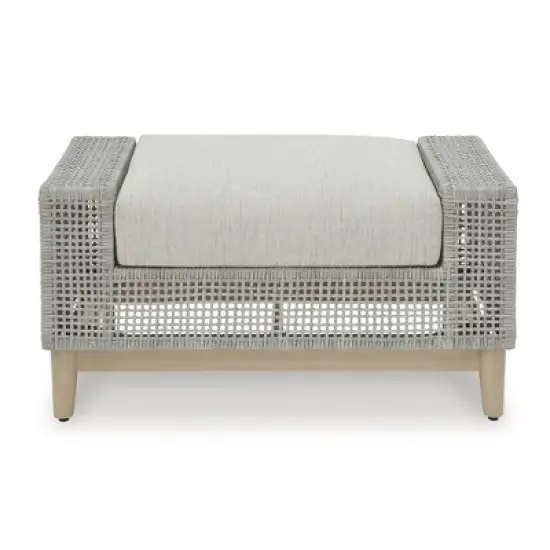Signature Design by Ashley Seton Creek Outdoor Ottoman with Cushion, Gray image {2}