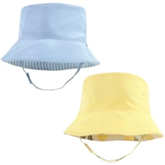 Hudson Baby Infant Girl Sun Protection Hat, Lemon Stripe image {2}