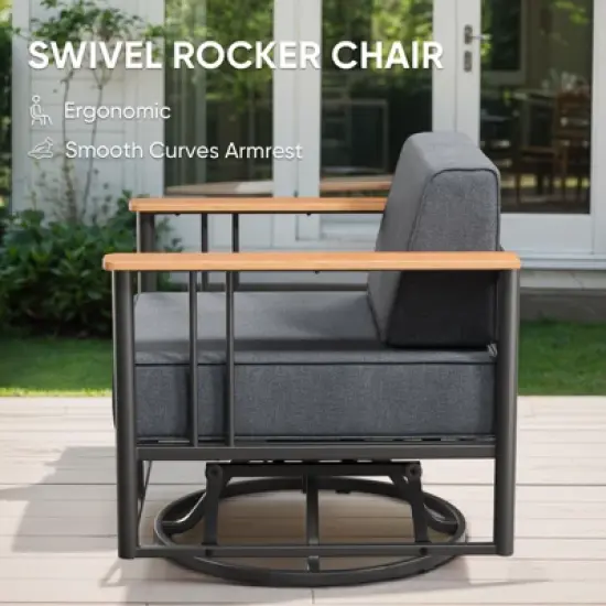 Belord Luxury Patio Swivel Chairs with 6" Extra Thick Cushions, Small Patio Furniture Set with Swivel Glider Outdoor Chairs for Porch, Balcony image {7}