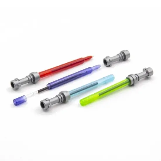 LEGO 4pk Star Wars Lightsaber Gel Pens Multicolored Ink with Baby Yoda Grogu LED Keychain image {3}