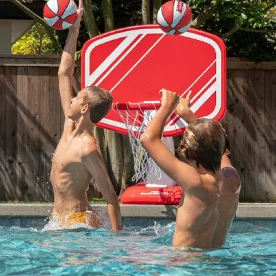 GoSports Splash Hoop PRO Swimming Pool Basketball Game with Poolside Water Basketball Hoop 2 Balls and Pump image {3}