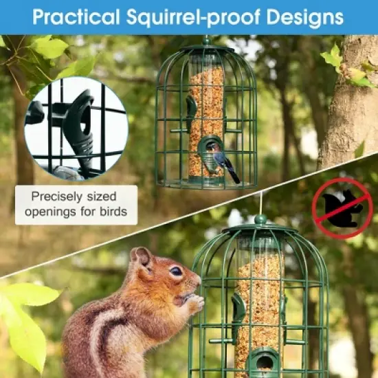 Tangkula Squirrel-proof Caged Tube Wild Bird Feeder Outdoor Metal Seed Guard Deterrent image {4}