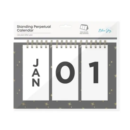 Blue Sky 7"x4.5" 2025-2026 Perpetual Easel Calendar Starry Black Safety Wirebound image {2}