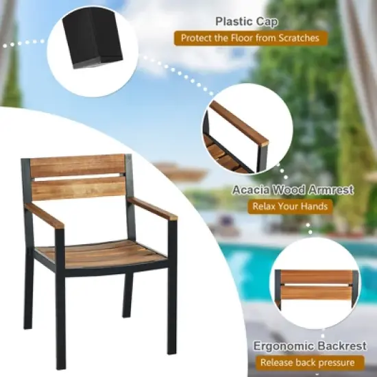 Tangkula Patented 7PCS Patio Dining Set Outdoor Furniture Set w/ 6 Armchairs Umbrella Hole image {7}