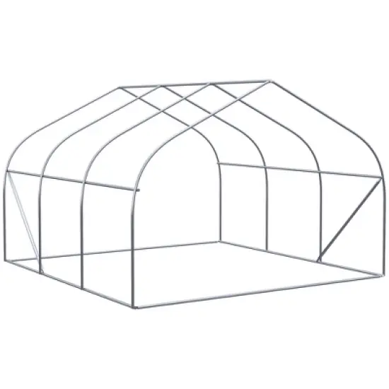 Outsunny 12' x 10' x 7' Walk-in Outdoor Tunnel Greenhouse, PE Cover, Steel Frame, Roll-Up Zipper Door & 6 Windows for Tropical Plants, White image {5}