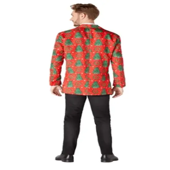 Suitmeister Men's Christmas Blazer - Christmas Trees - Red image {1}