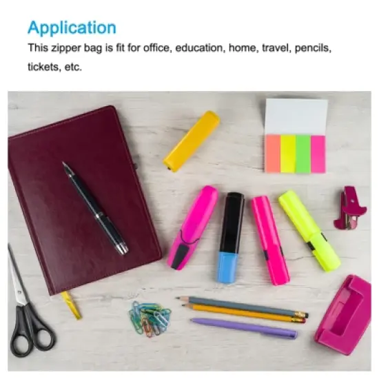 Unique Bargains Office Home Supply Pink Mesh Zipper File Document Bill Pouch Folders 6 Pcs image {4}