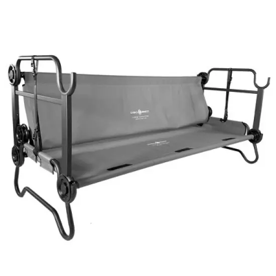 Disc-O-Bed Large Cam-O-Bunk 2 Person Bench Bunked Double Bunk Bed Cot with 2 Side Organizer and Carrying Bags for Camping Trips, Gray image {3}