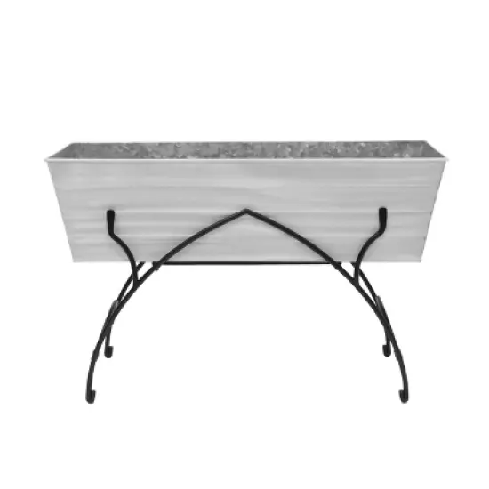 ACHLA Designs Indoor/Outdoor Rectangular Galvanized Steel Flower Planter Box with Iron Stand image {1}