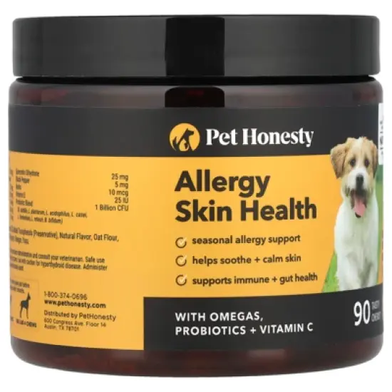 Pet Honesty Allergy Skin Health, For Dogs, Salmon, 90 Tasty Chews, 9.5 oz (270 g) image {2}