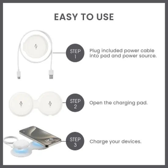 Travel Smart 2 Device Magnetic 15W Wireless Charger: Magnetic Mount, Cord Length 3 ft image {1}