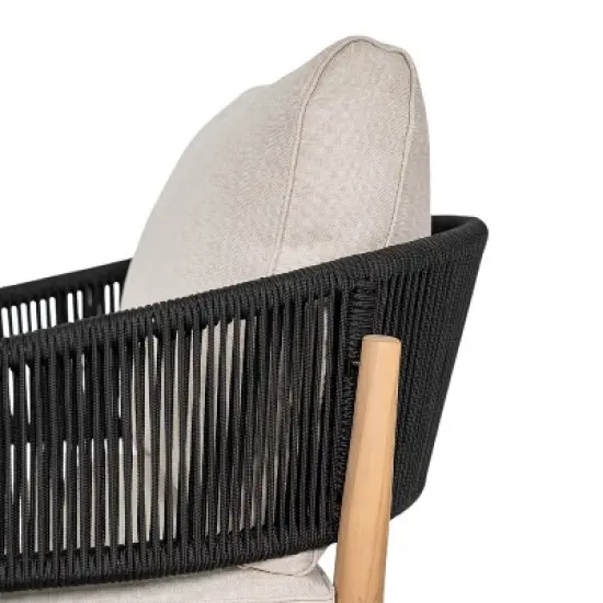 Christopher Knight Home Ryoma Modern Patio Acacia Wood Woven Rope Club Chair with Cushions (Set of 2) image {7}