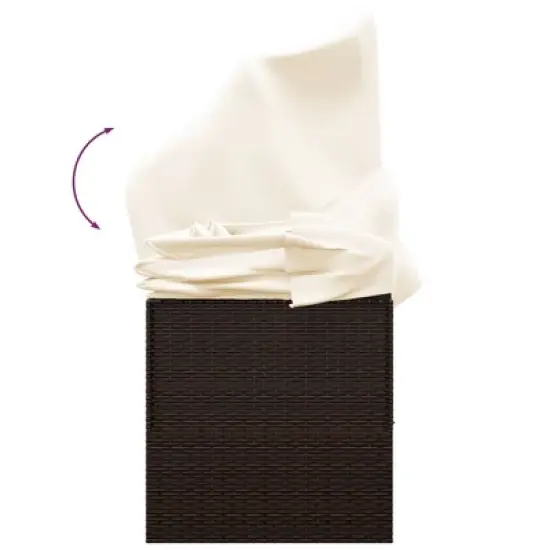 vidaXL Patio Lounge Bed with Roof & Cushions - Poly Rattan Outdoor Furniture, Adjustable Recliner, Brown/Cream White image {6}