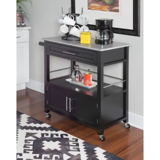 Cameron Kitchen Cart with Granite Top - Linon image {1}