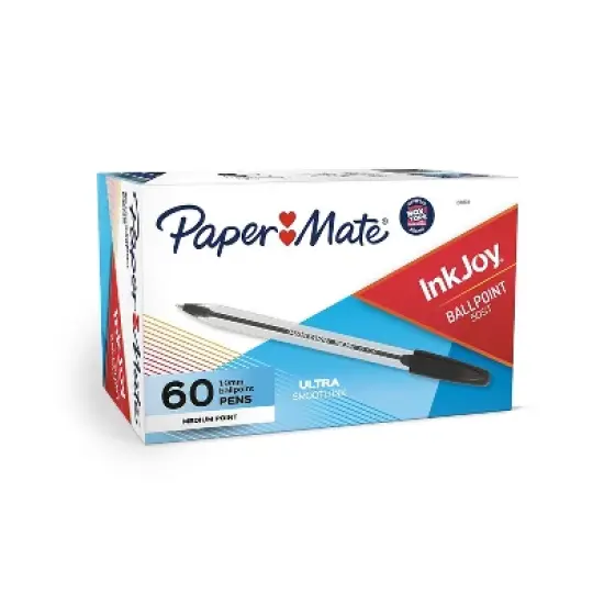 Paper Mate InkJoy 50ST Ballpoint Pens 1 mm Black Ink 60/Pack 2013311 image {1}