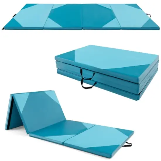 Costway 10' x 4' x 2'' 4-Panel Folding Gymnastics Exercise Mat w/ Hook & Loop Fasteners Purple/Pink/Blue/Rose Red image {10}