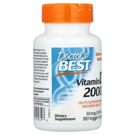 Doctor's Best Vitamin D3, 50 mcg (2,000 IU), 180 Veggie Softgels image {3}
