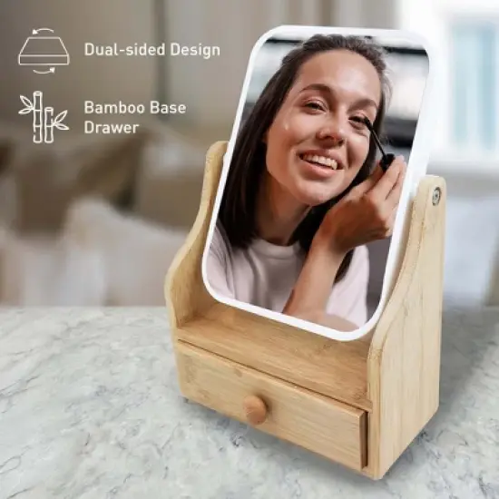 Pursonic Beauty Essentials Set &ndash; Studio Makeup Brush Set, Multi-Shape Sponges, and Dual-Sided Vanity Mirror with Bamboo Base image {3}