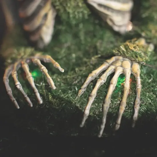 9 3/4" x 14 3/4" Mossy Skeleton Tabletop Animated Prop Halloween Decoration image {1}