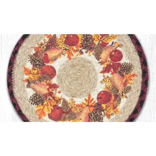 Earth Rugs Autumn Wreath Round Printed Trivet 10" Rustic Kitchen Decor image {1}