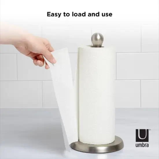 Umbra Steel Tug Paper Towel Holder Smoke: Freestanding Kitchen Holder, 5-Year Warranty, Spot Clean, 13.5" Height image {10}