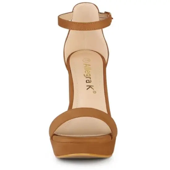 Allegra K Women's Ankle Strap Platform Chunky Heels image {1}